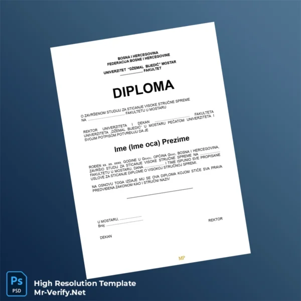 Bosnia and Herzegovina University _Džemal Bijedić_ Diploma Template – Fully Editable & Print-Ready 5 Page